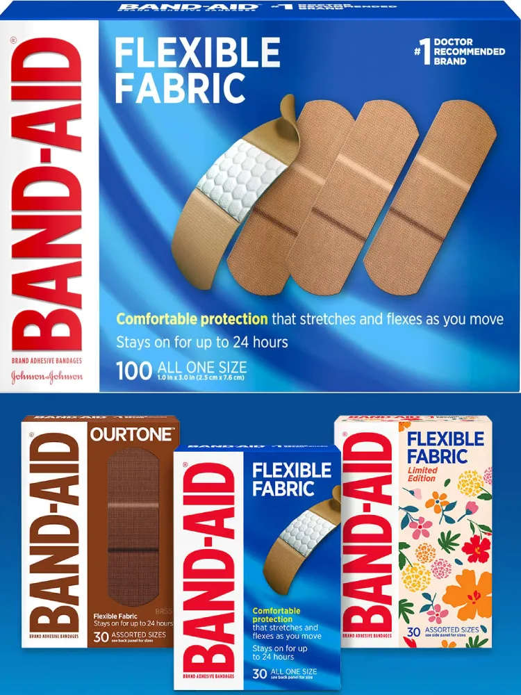 a box of the band-aid flexible assorted bandages