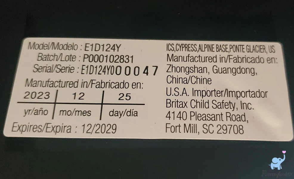 britax cypress serial number sticker