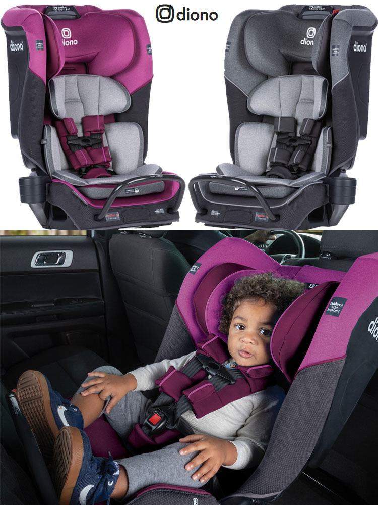 Diono Radian 3QX Convertible Car Seat toddler boy sitting rear-facing in a diono radian 3qx convertible car seat