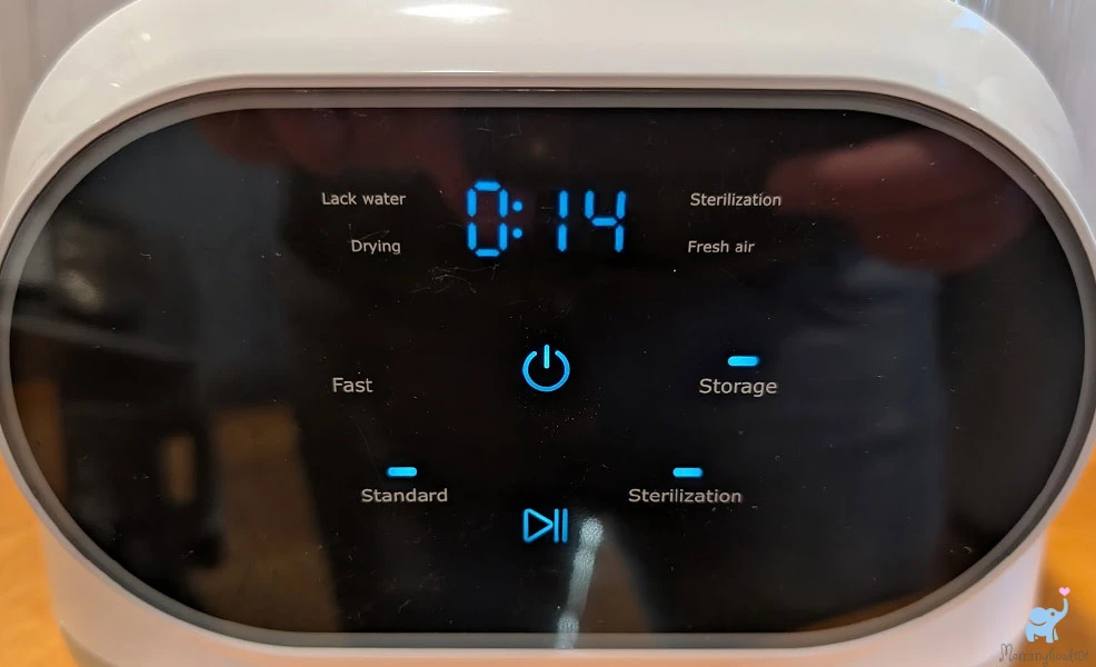 control panel buttons on the grownsy bottle washer