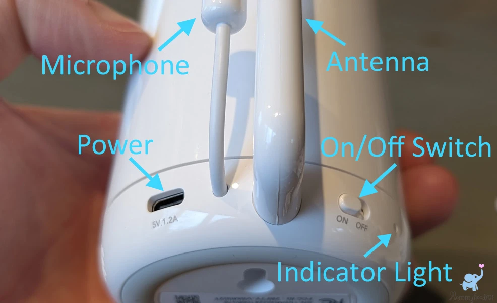 jartoo baby monitor camera close up labeled