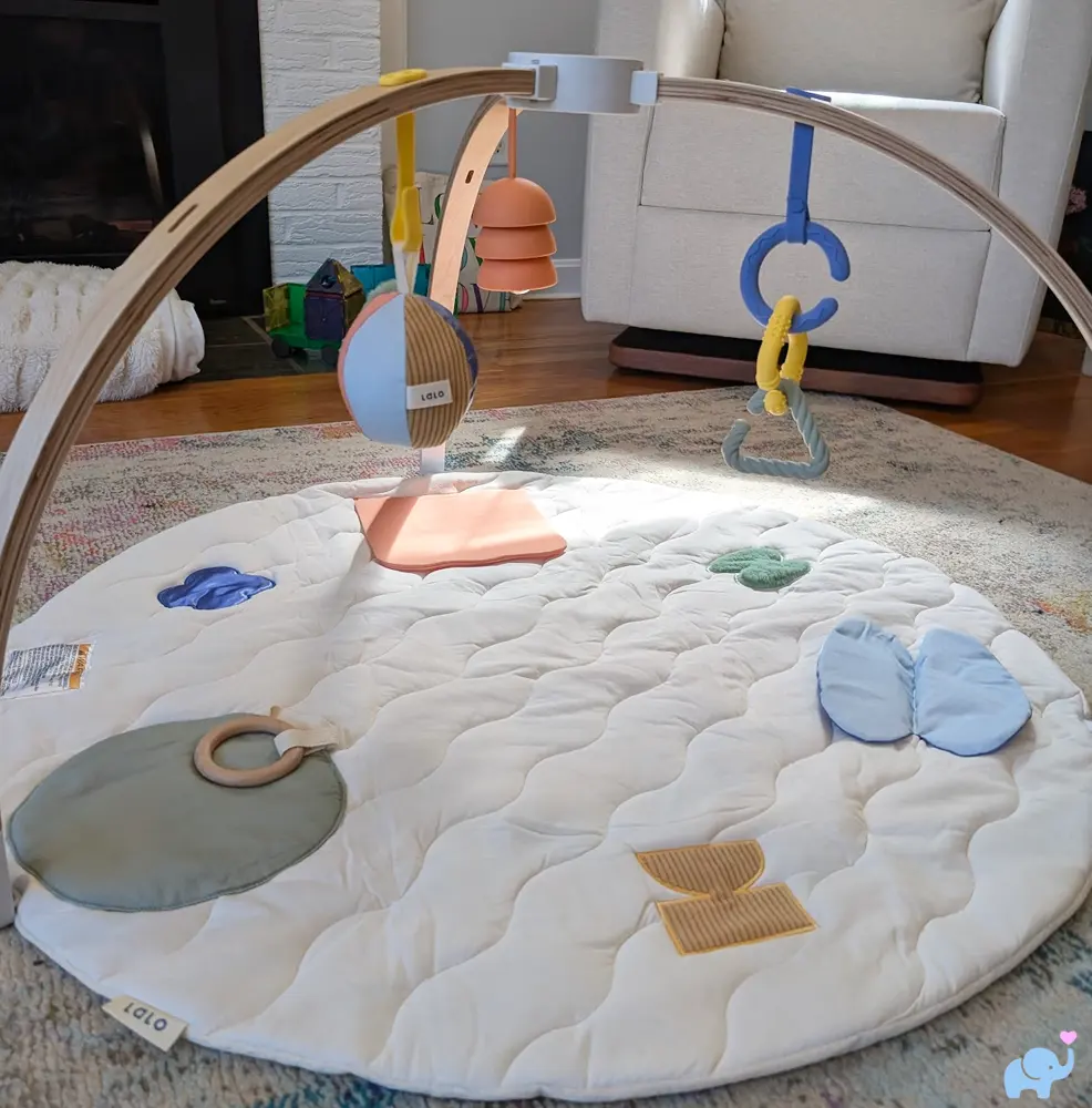 Lalo Play Gym II fully assembled in a living room