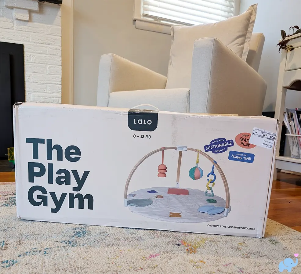 Lalo Play Gym II box ready for unpacking with built in handle
