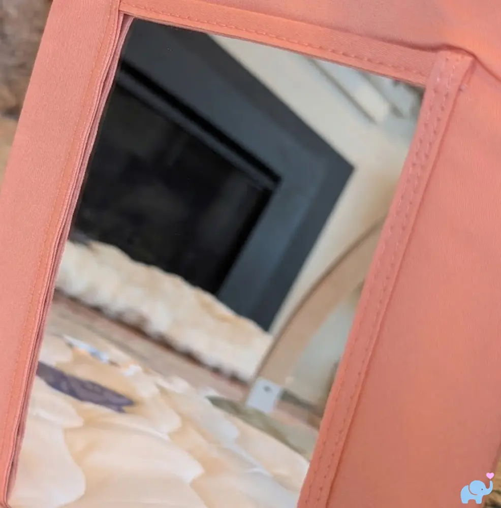 Fold down mirror flap on the Lalo Play Gym II mat