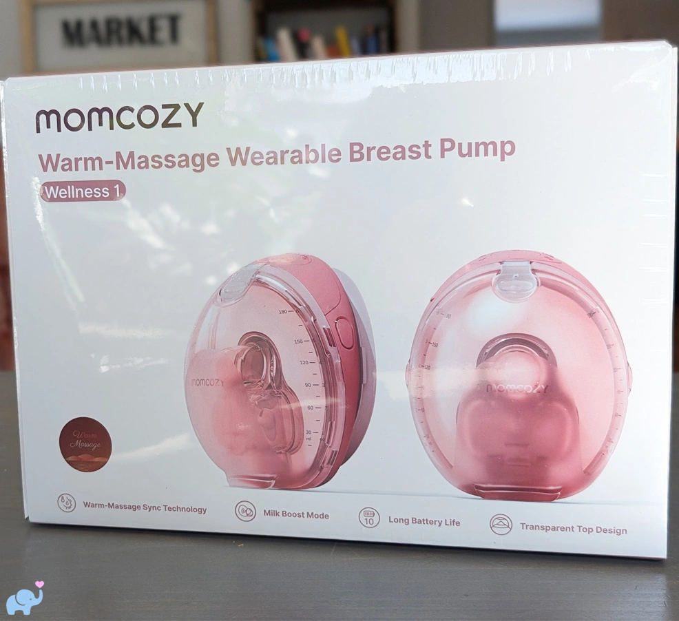 Momcozy Wellness 1 warm massage wearable breast pump in the box