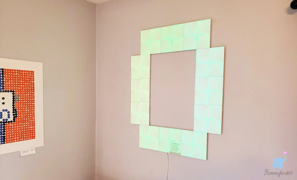 canvas nanoleaf panels installed on wall bright daylight