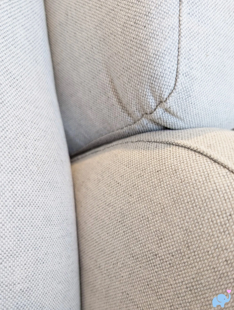 Close-up of Drift glider fabric and stitching quality