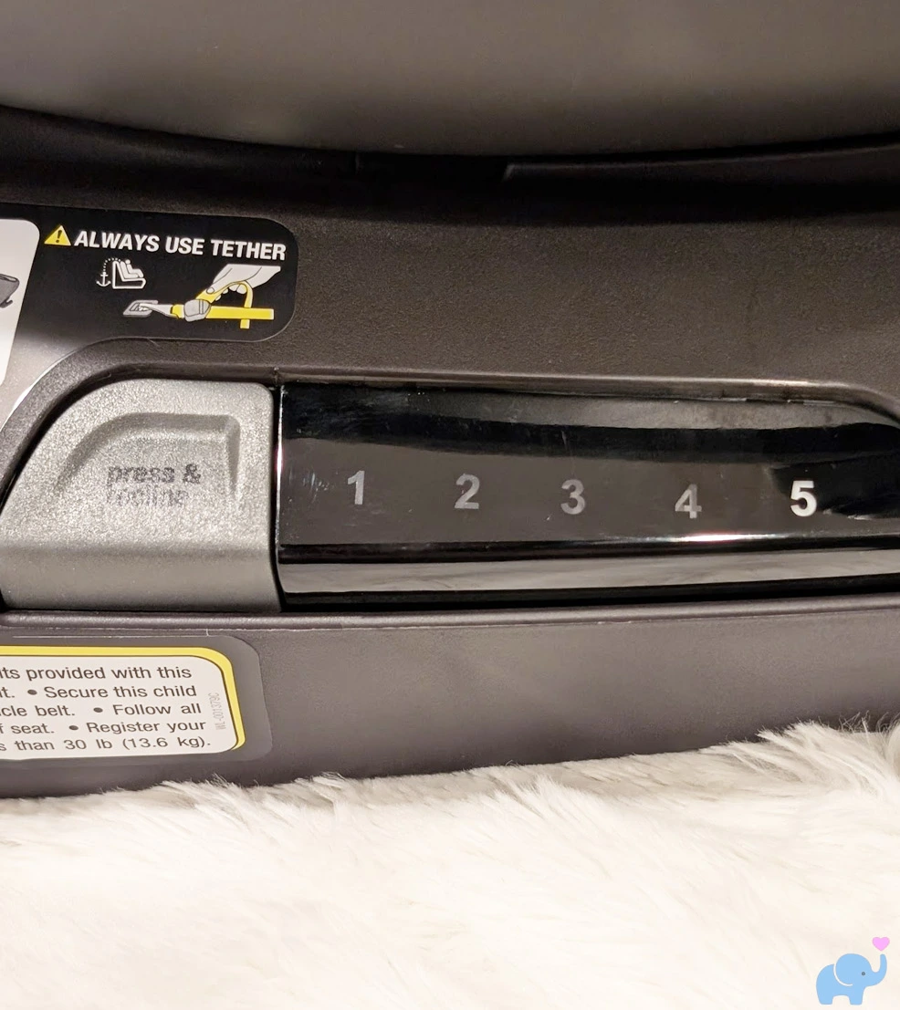 nuna revv maxx recline adjustment with five-position indicator