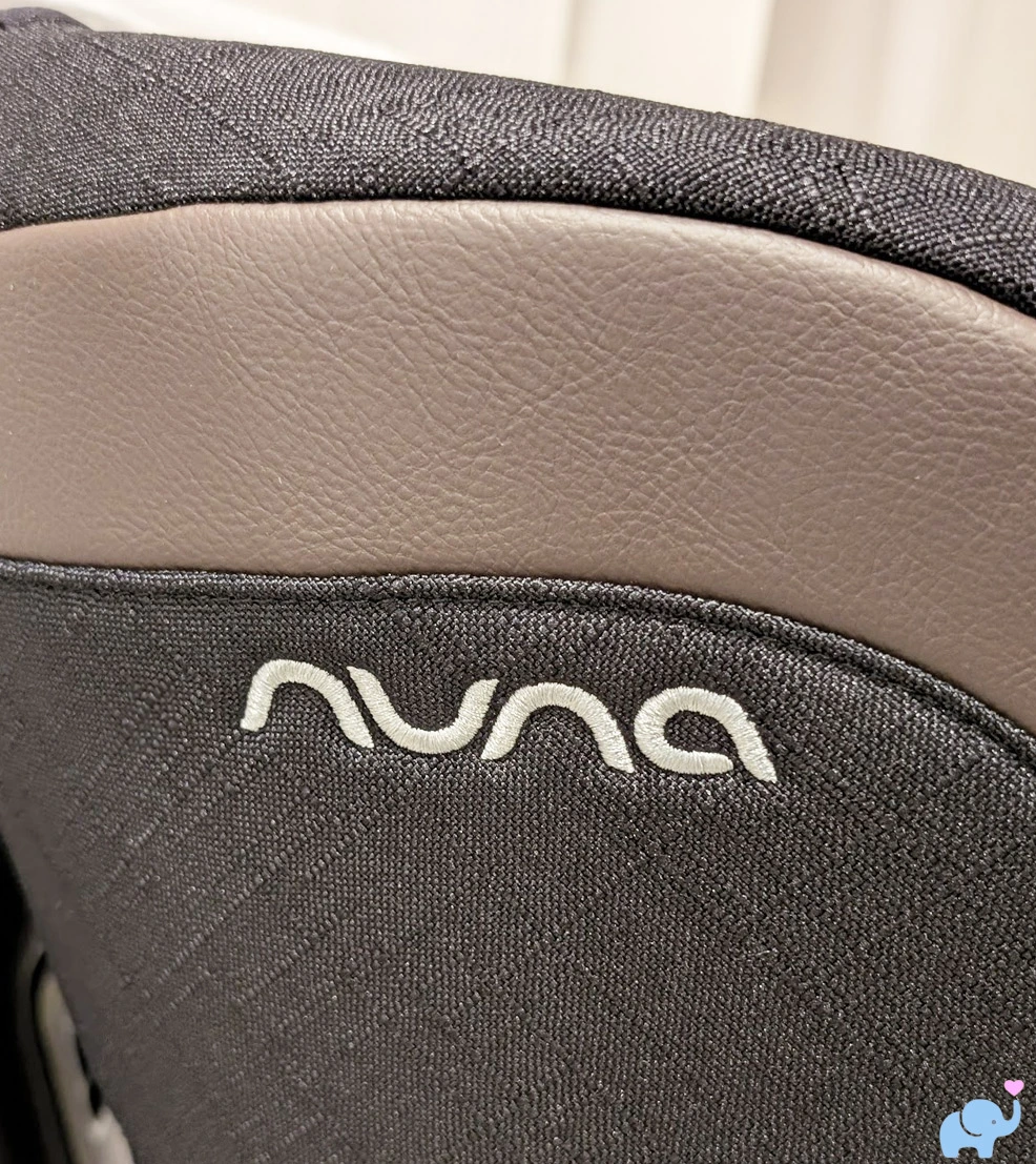 nuna revv maxx stitching vegan leather and durable fabric close-up